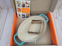 New Le Creuset Signature Oval Baker 1 qt Enameled Cast Iron Turquoise in Box