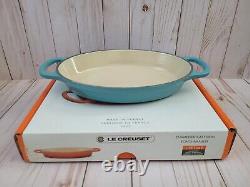 New Le Creuset Signature Oval Baker 1 qt Enameled Cast Iron Turquoise in Box