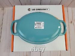 New Le Creuset Signature Oval Baker 1 qt Enameled Cast Iron Turquoise in Box