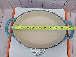 New Le Creuset Signature Oval Baker 1 qt Enameled Cast Iron Turquoise in Box