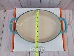 New Le Creuset Signature Oval Baker 1 qt Enameled Cast Iron Turquoise in Box