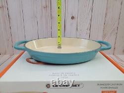 New Le Creuset Signature Oval Baker 1 qt Enameled Cast Iron Turquoise in Box