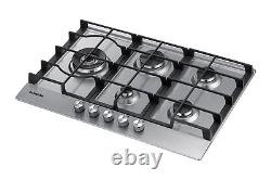 New SAMSUNG NA75J3030AS/EU 5 Burner Gas Hob with Cast Iron Grates -Silver