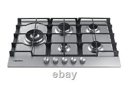 New SAMSUNG NA75J3030AS/EU 5 Burner Gas Hob with Cast Iron Grates -Silver