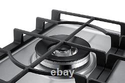 New SAMSUNG NA75J3030AS/EU 5 Burner Gas Hob with Cast Iron Grates -Silver