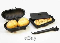 OFFER Cast Iron Baked Potato Pod Oven & Panini Cooker Bacon Press for Stoves