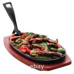Olympia Cast Iron Oval Sizzler with Wooden Stand 240mm (Pack of 6) SA290