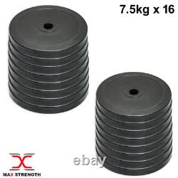 Olympic 2 Rubber Coated Cast Iron Weight Plates Barbell Gym Weightlifting Disc