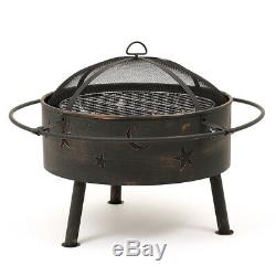 Outdoor Burner Brazier Fire Pit Bowl with Barbeque Grill Garden Patio Heater