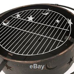 Outdoor Burner Brazier Fire Pit Bowl with Barbeque Grill Garden Patio Heater