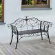 Outsunny 2 Seater Metal Garden Bench Backrest Vintage Rustic Park Seat Chair
