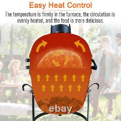 Outsunny Charcoal Grill Cast Iron BBQ Picnic Cooking Smoker Standing Black