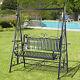 Outsunny Outdoor Metal Swing Chair Garden Hammock Bench Blossoming Cast Iron