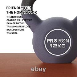 PROIRON Kettlebell 12kg Cast Iron Neoprene Coated Home Gym Strength Training