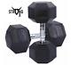 Pair of Hex Dumbbells Black Cast Iron Rubber Coated Weights 5kg 30kg Home Gym