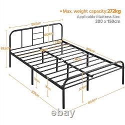 Platform Bed Frame 3ft/4ft6/5ft Iron Single/Double/King Strong Metal-Framed Bed