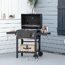 Portable Charcoal BBQ Grill Smoker with Folding Shelves Thermometer Bottle Opener