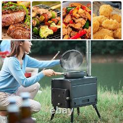 Portable Wood Burning Stove Camp with Pipe for Tent Shelter Heating Cooking V3X3