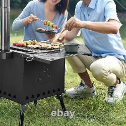 Portable Wood Burning Stove Camp with Pipe for Tent Shelter Heating Cooking V3X3
