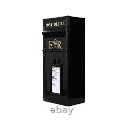 Post Box Black with Lock Royal Mail ER Design Wall Mounted Mailbox Cast Iron
