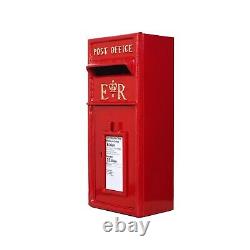 Post Box Red ER with Lock Royal Mail Design Wall Mounted Mailbox Cast Iron