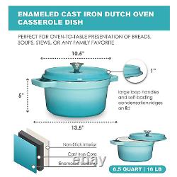 Pre-Seasoned 6.5 Qt Enameled Cast Iron round Dutch Oven, 6.5 Quart Dutch Oven Po