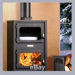 Pretty Woodburning Stove Fireplace Log Burner Solid Fuel with Oven Cast Iron Top