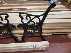 REFURBISHED Heavy Cast Iron Bench Ends Sand Blasted Powder Coated Black