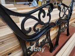 REFURBISHED Heavy Cast Iron Bench Ends Sand Blasted Powder Coated Black
