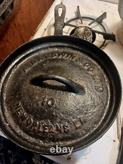 Rare Antique Baldwin New Orleans Cast Iron Spider Skillet Super Wow