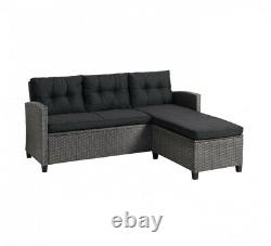 Rattan Corner Sofa Black Grey Garden Set Furniture Chair Patio Conservatory Seat