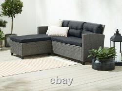 Rattan Corner Sofa Black Grey Garden Set Furniture Chair Patio Conservatory Seat