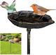 Relaxdays Cast Iron Bird Bath with Ground Spike, Garden Decoration, Bird Feeder