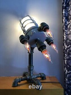 Rocket Rocketship ship Steampunk Astronaut Black Pipe Table Lamp Light