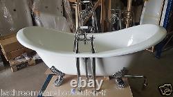 Roll Top Double Slipper Cast Iron Bath W TH (GOLD ACCESSORIES) aliciainrossow