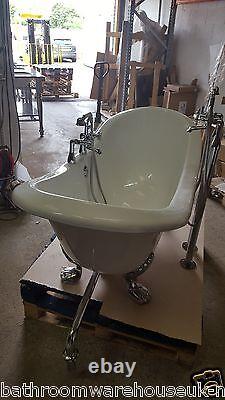 Roll Top Double Slipper Cast Iron Bath W TH (GOLD ACCESSORIES) aliciainrossow