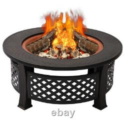 Round Fire Pit XL Large Outdoor Garden Firepit Table Heater BBQ Brazier & Grill