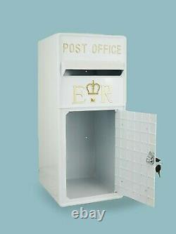 Royal Mail Post Box ER II Pillar Box White Cast Iron Post Office Letter Box