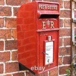 Royal Mail Post Box ER Vintage Cast Iron Wall Mounted Lockable 2 Keys & bracket