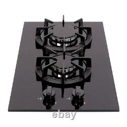 SIA AMZBGH30BL 30cm Black Gas On Glass Domino Hob Cast Iron Supports LPG Kit