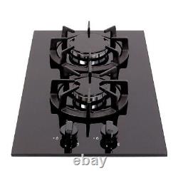 SIA AMZBGH30BL 30cm Black Gas On Glass Domino Hob Cast Iron Supports LPG Kit