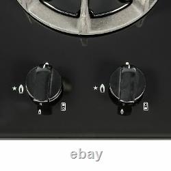 SIA BGH30BL 30cm Black Gas On Glass Domino Hob With Cast Iron Stands And LPG Kit