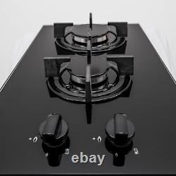 SIA GHG301BL 30cm Black 2 Burner Gas on Glass Domino Hob & Cast Iron Stands