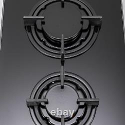 SIA GHG301BL 30cm Black 2 Burner Gas on Glass Domino Hob & Cast Iron Stands