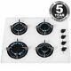 SIA GHG602WH 60cm White 4 Burner Gas On Glass Hob With Cast Iron Pan Stands