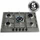SIA SSG701SS 70cm Stainless Steel 5 Burner Gas Hob With Cast Iron Pan Stands