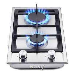 SNDOAS 30 cm Gas Hob 2-Burners Built in Gas Cooktop Cast Iron Support NG/LPG