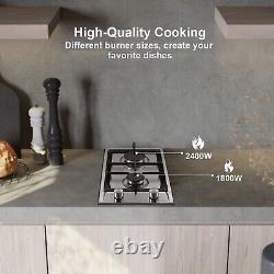 SNDOAS 30 cm Gas Hob 2-Burners Built in Gas Cooktop Cast Iron Support NG/LPG