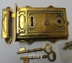 SOLID BRASS CONSTRUCTION -old vintage retro Victorian style rim door latch locks