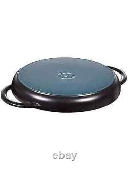 STAUB Cast Iron Round Pure Grill Pan, Black, 26cm New Free Post RRP £139.00